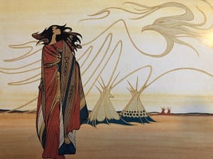 Illustration d'un chaman communiquant avec un esprit